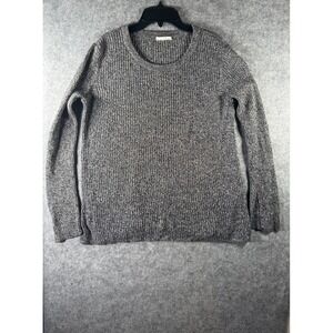 HM Gray Marled Ribbed Knit Crew Neck Long Sleeve Sweater Womens Medium